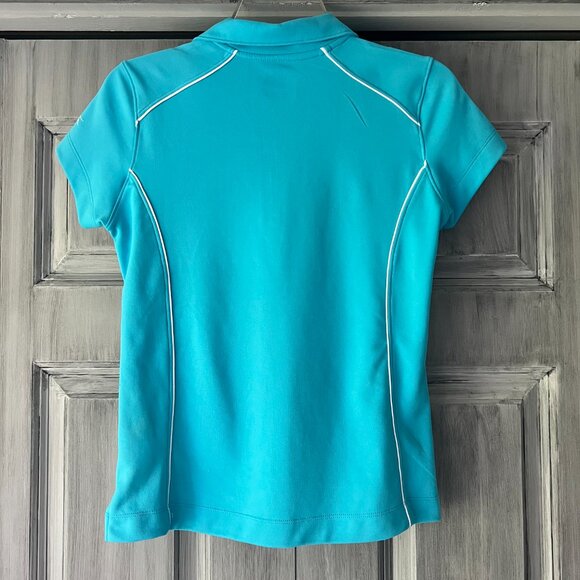 Slazenger Women’s Turquoise Blue Golf Polo with White Piping Short Sleeve Size S - Picture 3 of 10